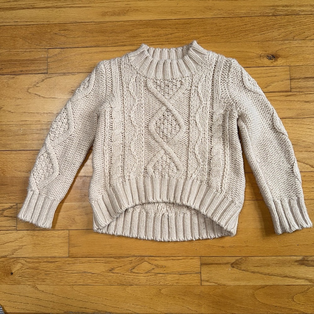Gymboree Girls Cable Knit Beige Sweater Size 4 Cozy Preppy Academia Fisherman
